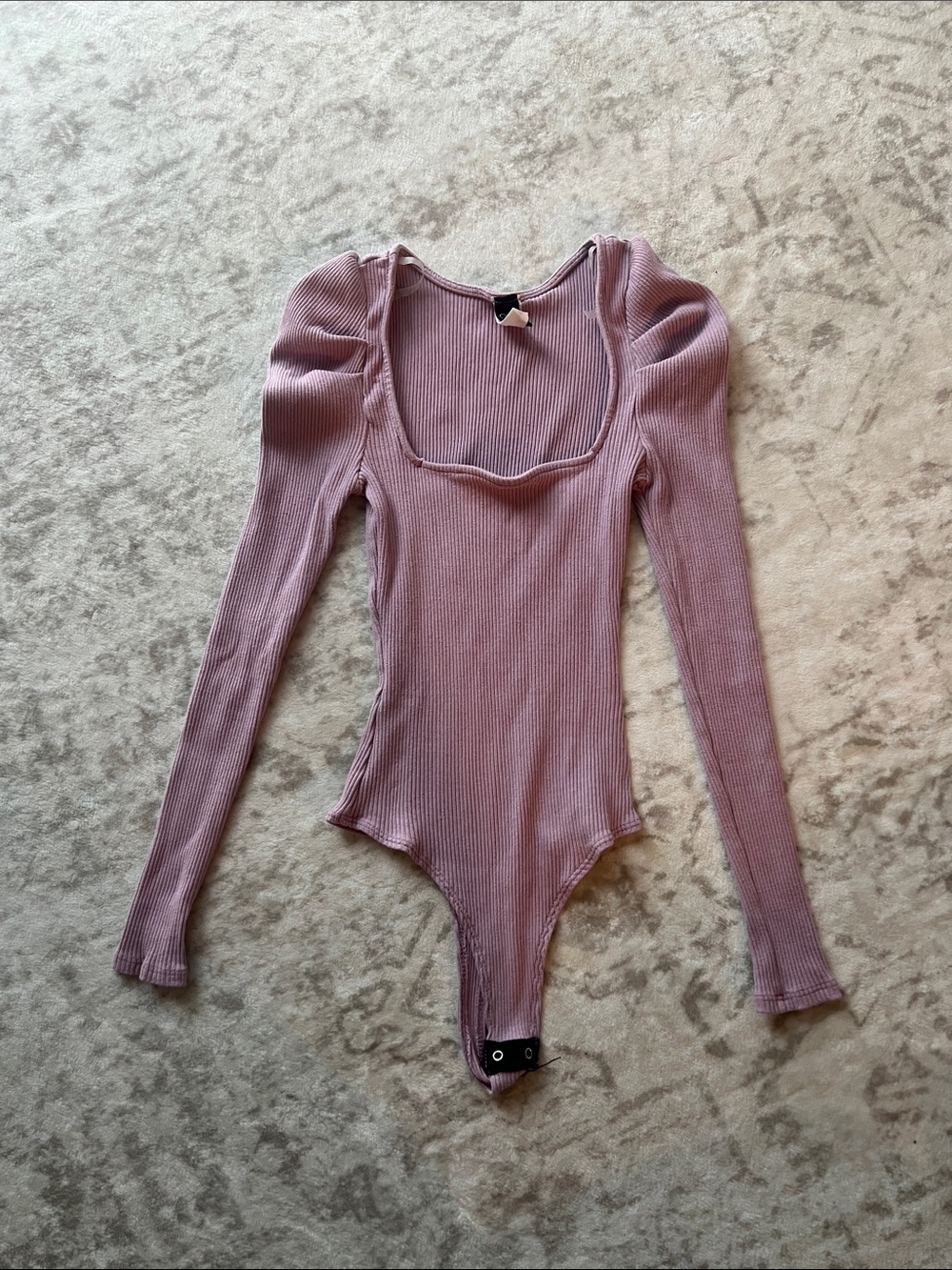 Windsor Mauve Ribbed Long-Sleeve Scoop Neck Bodysuit